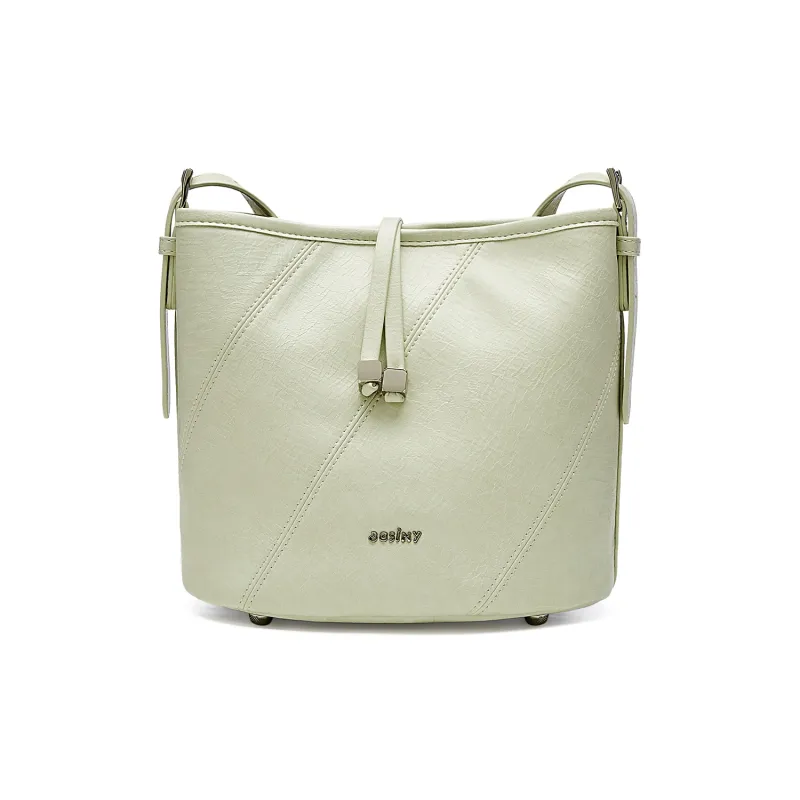 JOSINY Synthetic Leather Bucket Bag, Shoulder Bag Women's Light Green/Light Yellow-0
