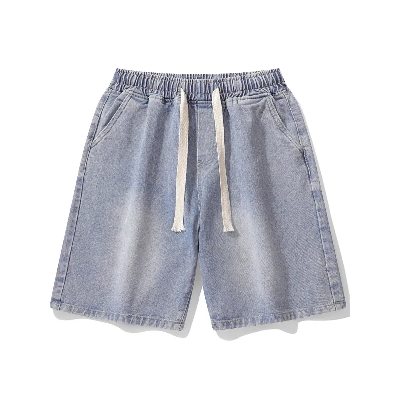 Small Columns Under The Sea Denim Shorts Unisex-4