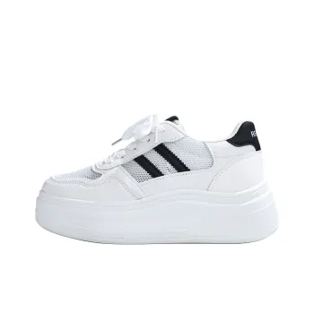 RENBEN Breathable Height Increase Low Top Skateboard Shoes Women's Black White