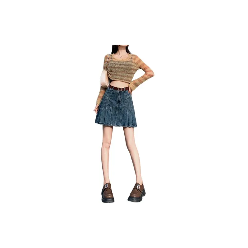 YINLEI Denim Short Skirts Women's-0
