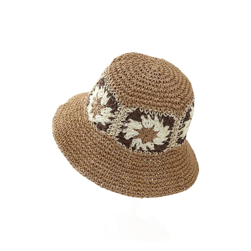 BOOLFEN Paper Reed Bucket Hats Women's-3