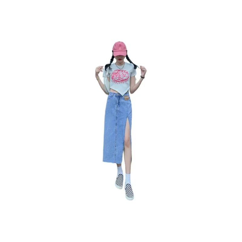 YINLEI Denim Long Skirt Women's-5