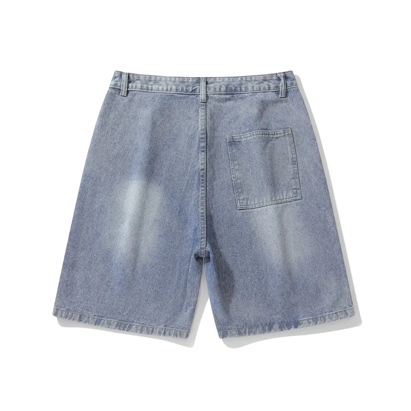 Small Columns Under The Sea Denim Shorts Unisex-1