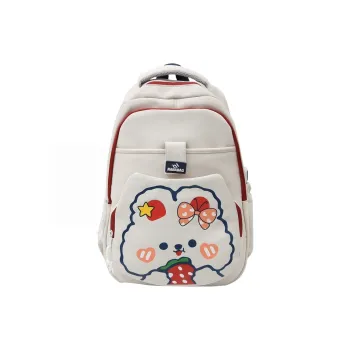 Vack Nylon Backpack Unisex White & Red/White & Green/Black/Purple/Brown