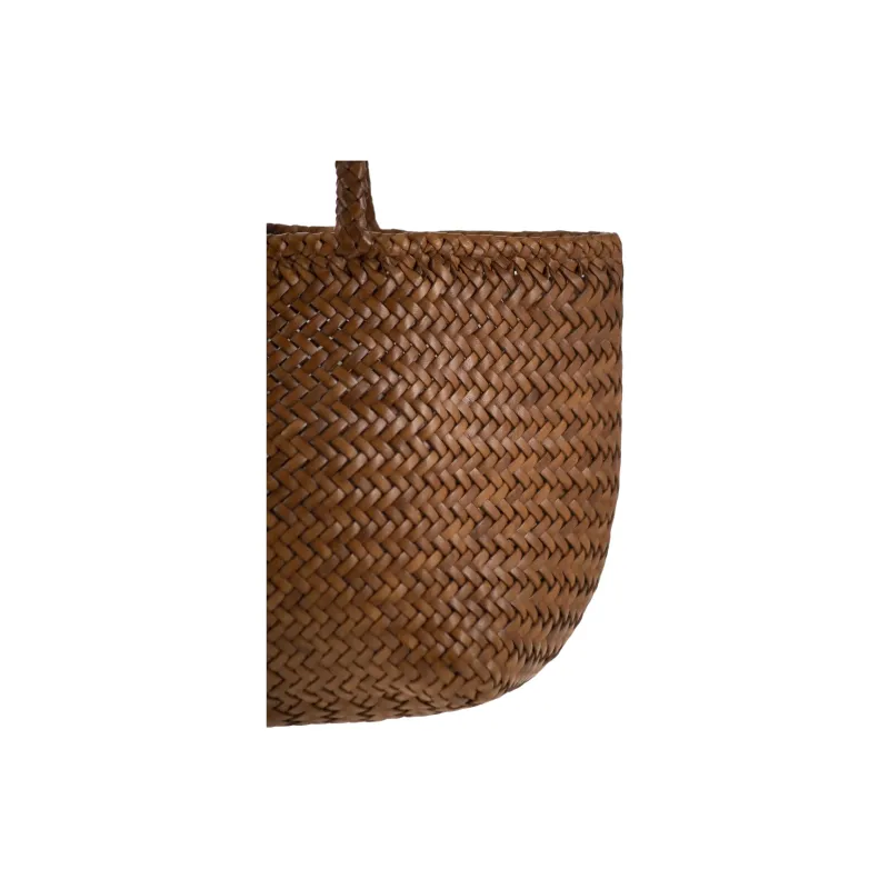 Dragon Diffusion Buffalo Calfskin Basket Handbag Trumpets Women's Brown-4