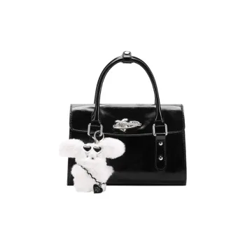 ONE TIME Synthetic Leather Handbag, Shoulder Bag, Crossbody Bag Trumpets Women's Black Oil Wax