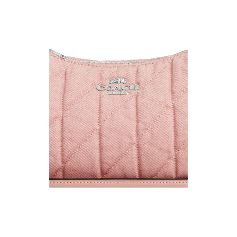 COACH Teri Denim With Leather Crossbody Bag, Shoulder Bag Medium Size Women's Carnation Color-6