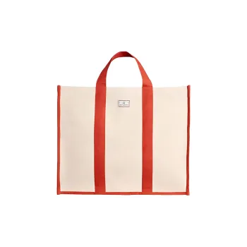 INES DE LA FRESSANGE Cotton Canvas Tote Bag, Shopping Bag, Shoulder Bag, Handbag Tubas Unisex Red