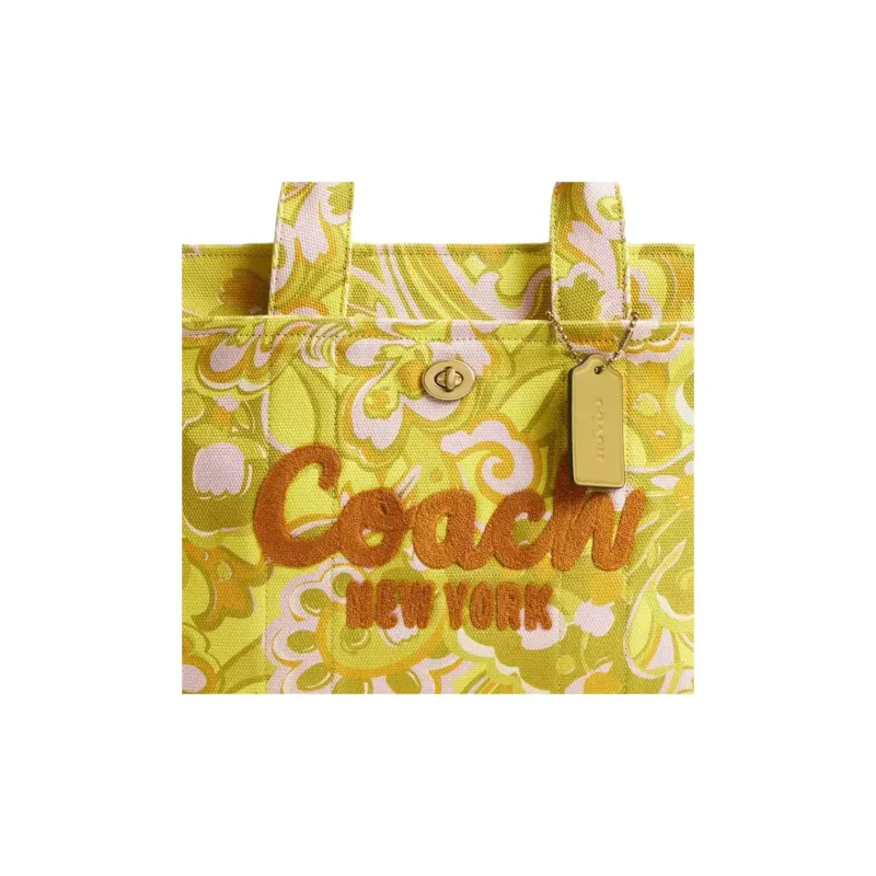 COACH Cargo Cotton Tote Bag, Shopping Bag, Shoulder Bag, Crossbody Bag, Handbag Tubas Women's Brass & Yellow Green-3