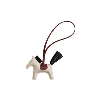 HERMES Rodeo Milo Lambskin Bag Charm Bag Accessory Trumpets Women's Beige & White & Black