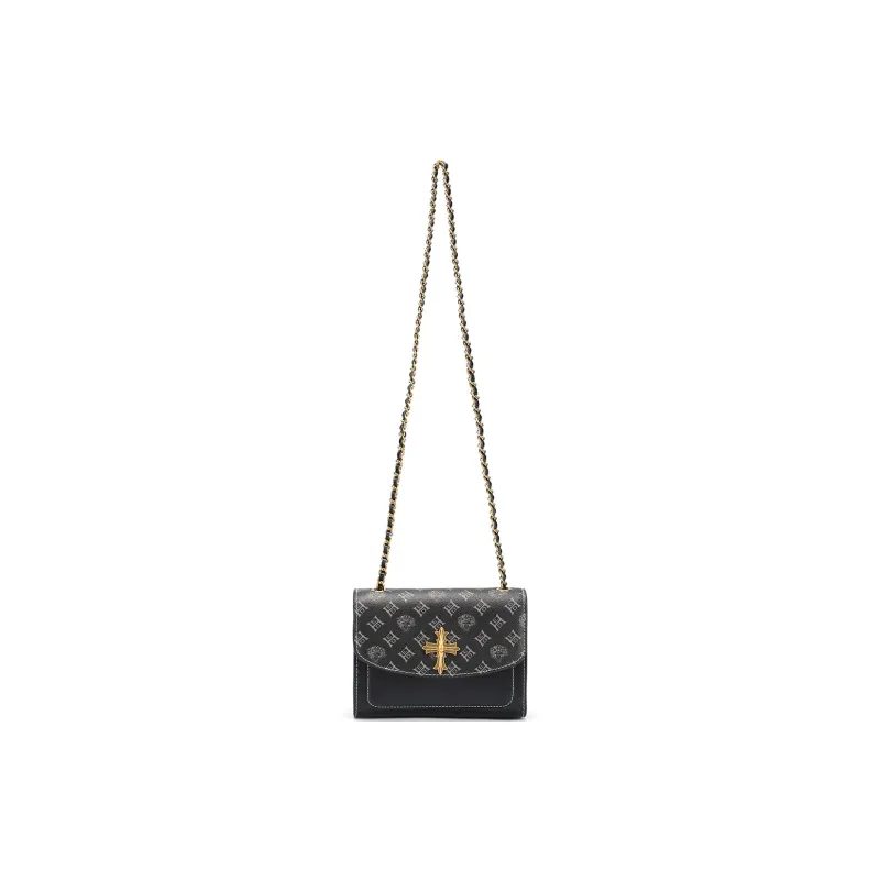 Ed Hardy Classic Series Cow Leather/Synthetic Leather Crossbody Bag, Shoulder Bag Regular Women's Black/Brown-1