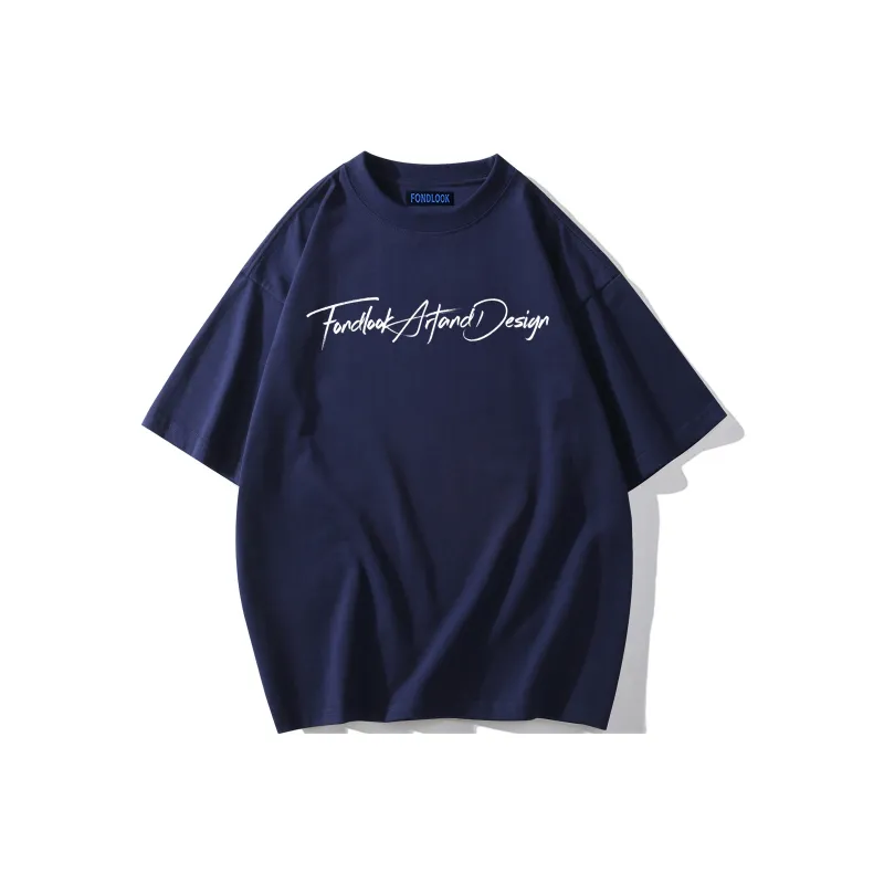 FONDLOOK T Shirts Unisex Navy Blue-0