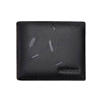 ELLE HOMME Top Grain Cow Leather Wallet Men's Black