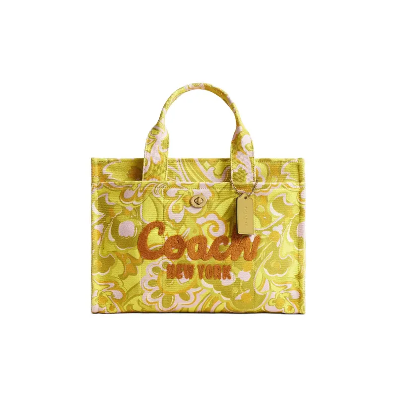COACH Cargo Cotton Tote Bag, Shopping Bag, Shoulder Bag, Crossbody Bag, Handbag Tubas Women's Brass & Yellow Green-0