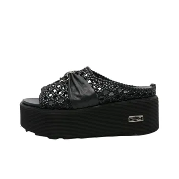 CULT GAIA Rubber Sole Slide Slippers 6cm Women's Black