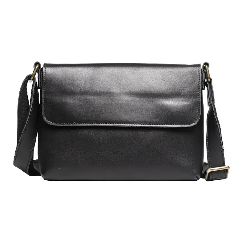 VANDEE Cow Leather Crossbody Bag Men's Black/Dark Coffee-0
