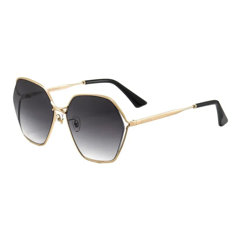 CAPONI Metal Irregular Shape Sunglasses Unisex Gold-0