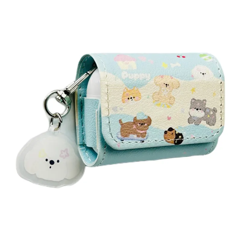 Apple AirPods Pro 2nd Generation/AirPods Pro/AirPods Pro 3/2 Leather Flap Puppy Pendant Headphone Set Headphone Cases-1