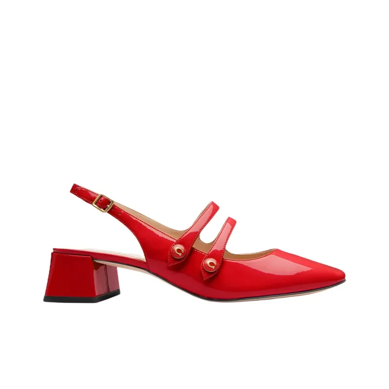 COACH Winley Chunky Heel High Heels 3.8cm Women's Red-1