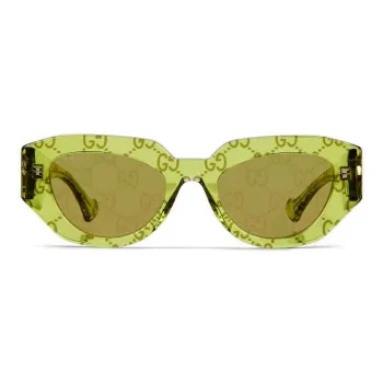 GUCCI Acetate Irregular Shape Sunglasses Women's Yellow