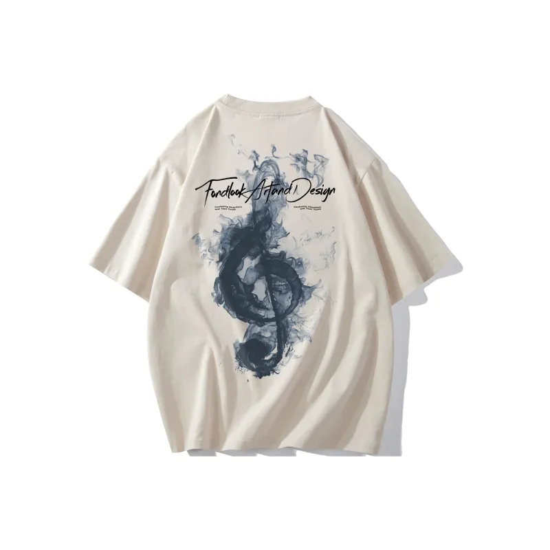 FONDLOOK T Shirts Unisex Light Beige Apricot-1