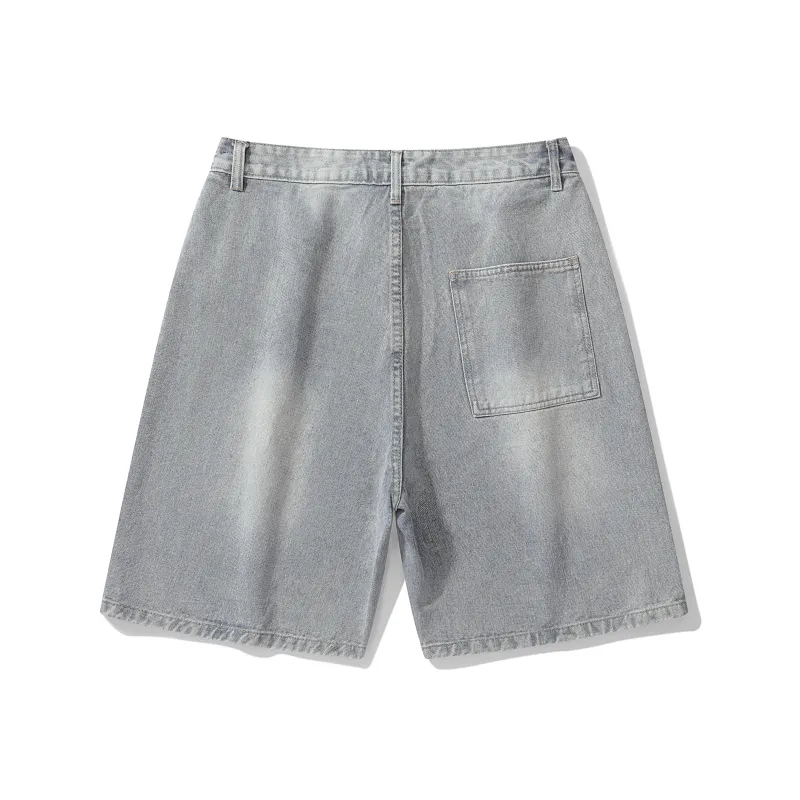 Small Columns Under The Sea Denim Shorts Unisex-3
