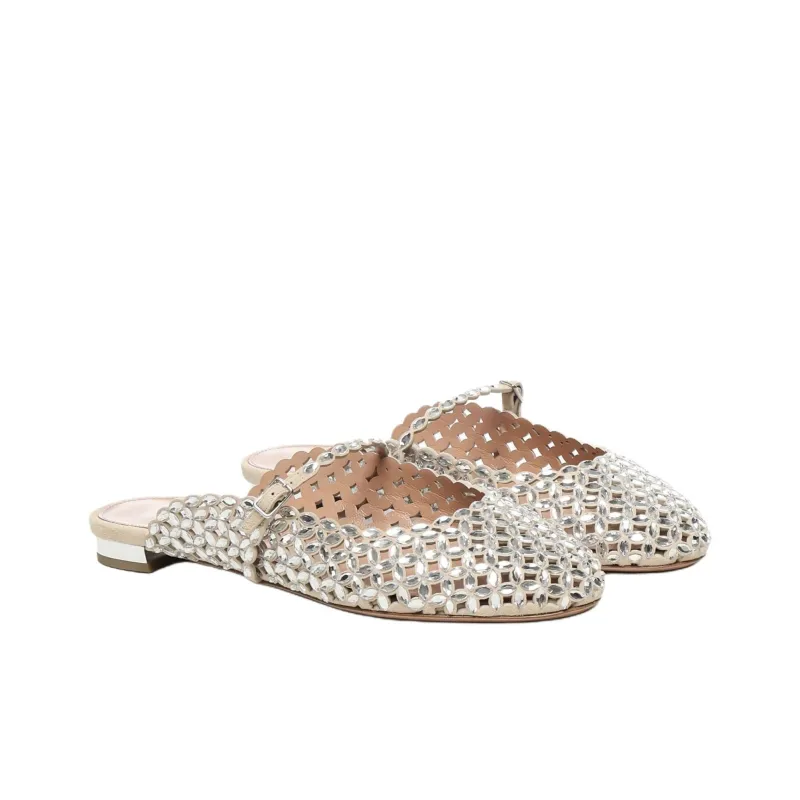 AQUAZZURA Closed Toe Slippers Women's Ecru-2