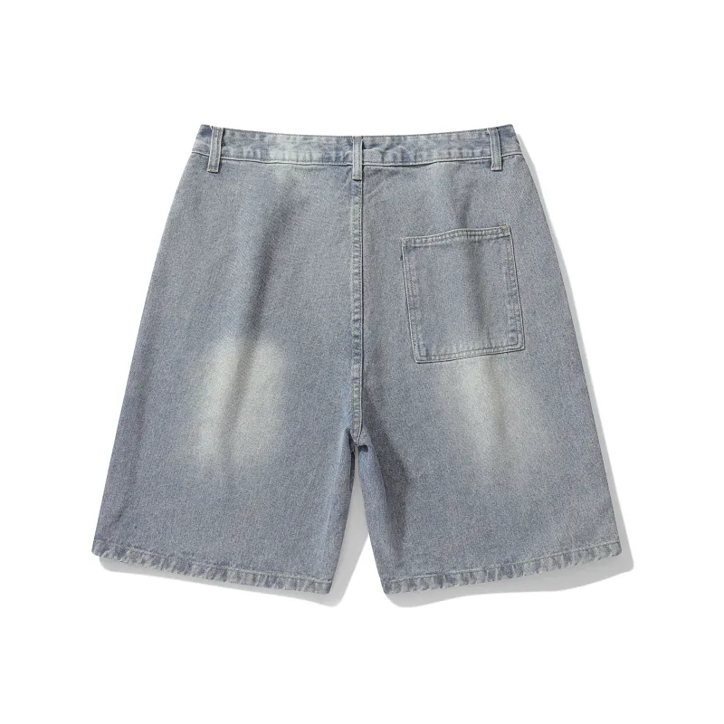 Small Columns Under The Sea Denim Shorts Unisex-5