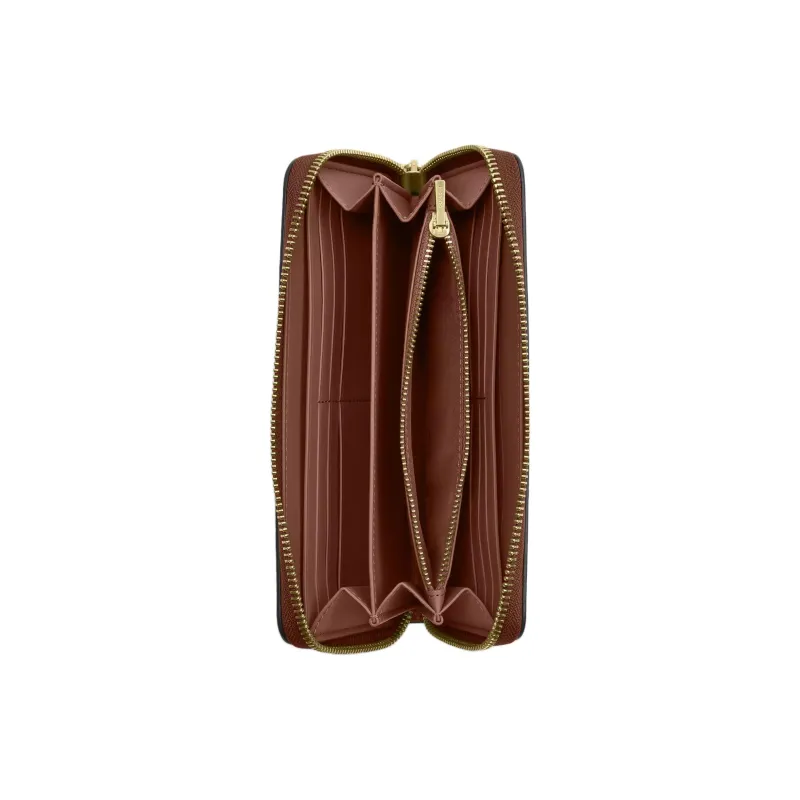 COACH PEANUTS Collaboration Zip Around Coated Canvas Wallet Trumpets Women's Tan-1