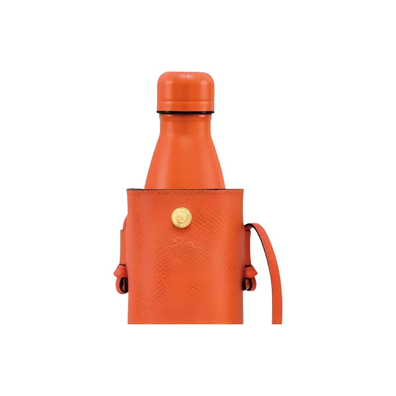 LONGCHAMP Cow Leather Water Bottle Bag, Crossbody Bag Regular Women's Orange-4