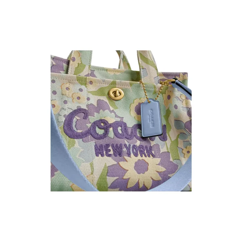 COACH Cargo Cotton Tote Bag, Shopping Bag, Shoulder Bag, Crossbody Bag, Handbag Medium Size Women's Brass & Ivory Chalk-5