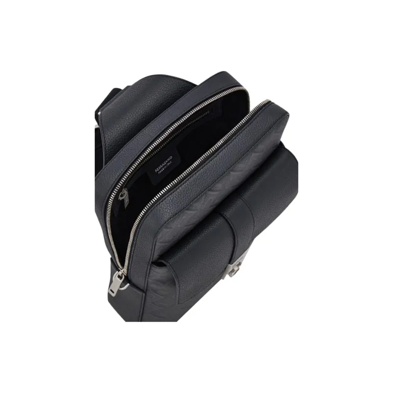 FERRAGAMO Fabric With Cow Leather Shoulder Bag, Crossbody Bag, Sling Bag Men's Black Gray-3