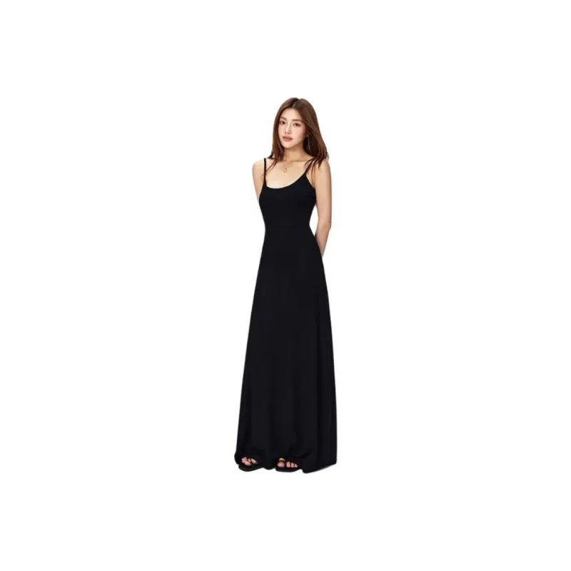 YINLEI Slip Dresses Women's Black-1