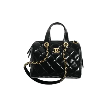 CHANEL Chain Bowling Bag, Shoulder Bag, Handbag Trumpets Women's Black