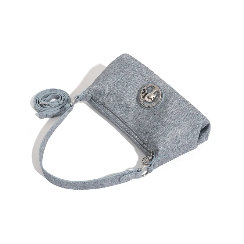 Barbie Synthetic Leather Crossbody Handbag, Shoulder Bag Women's Denim Blue-3