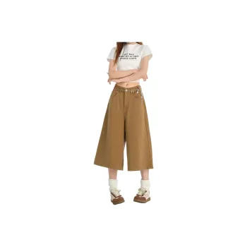 Wen Shan Denim Shorts Women's Khaki Capri Pants