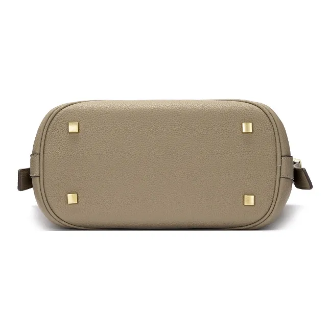 ROBERTA DI CAMERINO Top Grain Cow Leather Crossbody Bucket Shoulder Bag Women's Classic Black/Elephant Gray-9