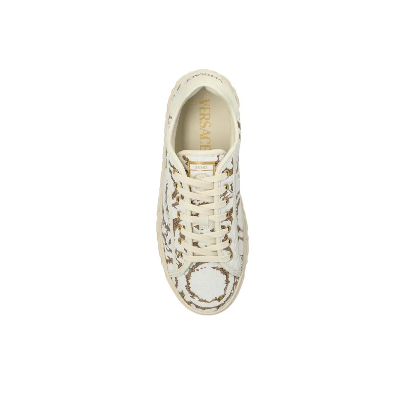 VERSACE Barocco Versace Low Top Skateboard Shoes Women's Beige-4