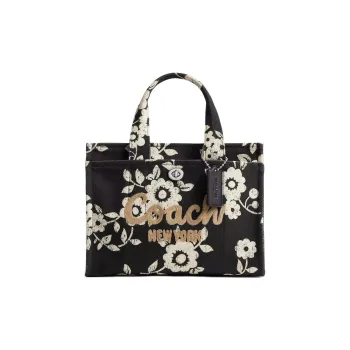 COACH Cargo Cotton Tote Bag, Shopping Bag, Shoulder Bag, Crossbody Bag, Handbag Medium Size Women's Silver & Black