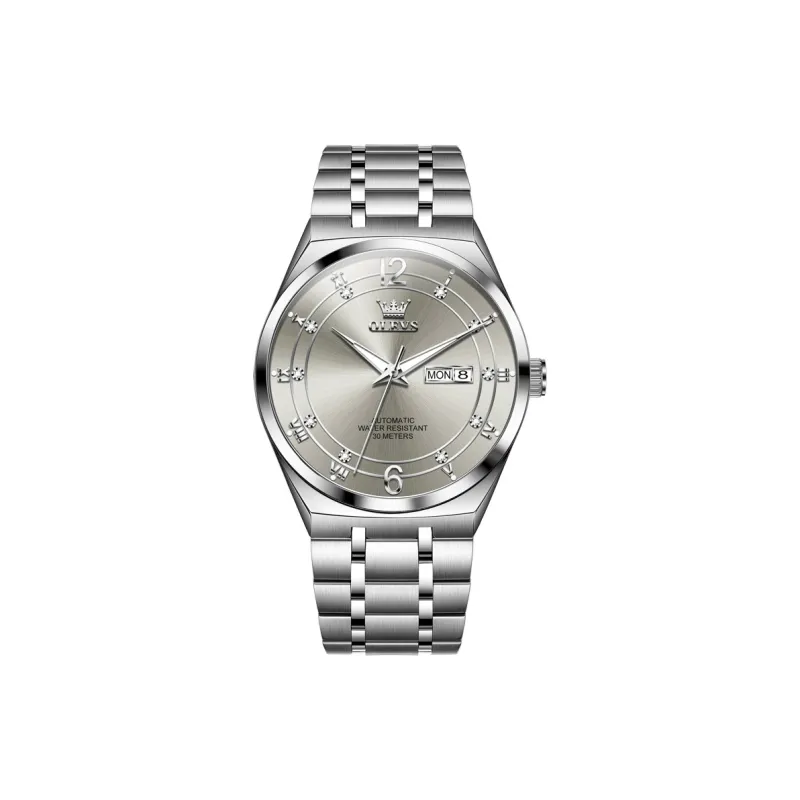 OLEVS Mechanical Movement Stainless Steel Watchband Watch Men's Watches White Dial-5