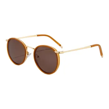 CAPONI Metal Round Sunglasses Unisex Orange