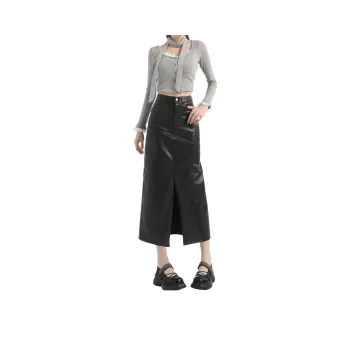 YINLEI Leather Long Skirt Women's