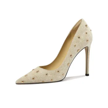 Lily Wei Joy At Our First Encounter Slim Heel High Heels Women's Cream Apricot