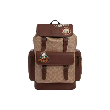COACH PEANUTS Collaboration Sprint Coated Canvas Backpack Tubas Men's Ochre