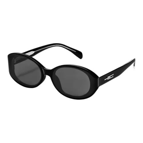 CAPONI TR/Memory Plastic Plate Frame Oval Sunglasses Women's Black