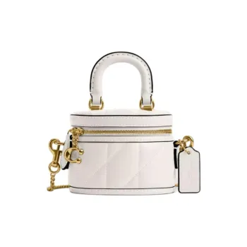 COACH Trail Nappa Leather One Shoulder Handbags Mini Women's Chalk White