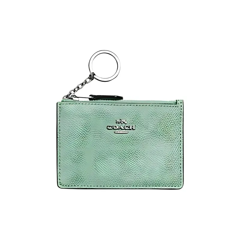 COACH Mini Id Skinny Cross-Stitch Leather Document Wallet Card Holders Mini Women's Grass Green-0