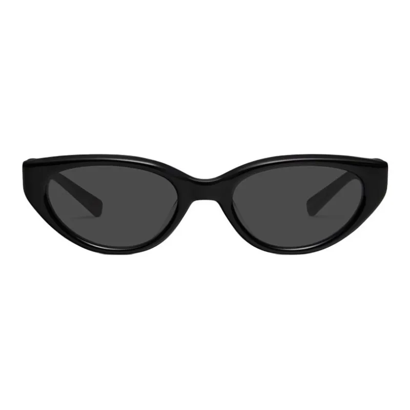 CAPONI Plate Frame Irregular Shape Sunglasses Unisex Black-1