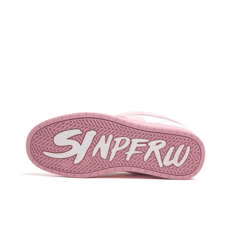SINPERCO Slip Resistant, Abrasion Resistant, Lightweight Low Top Skateboard Shoes Women's White Pink-5