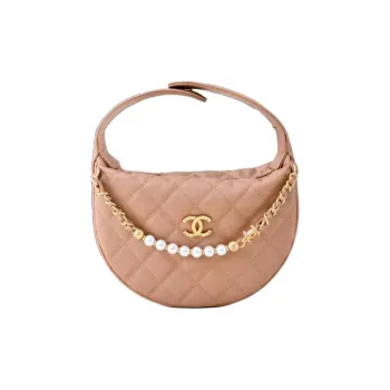 CHANEL Grain Calfskin Handbag Women's Pastel Pink